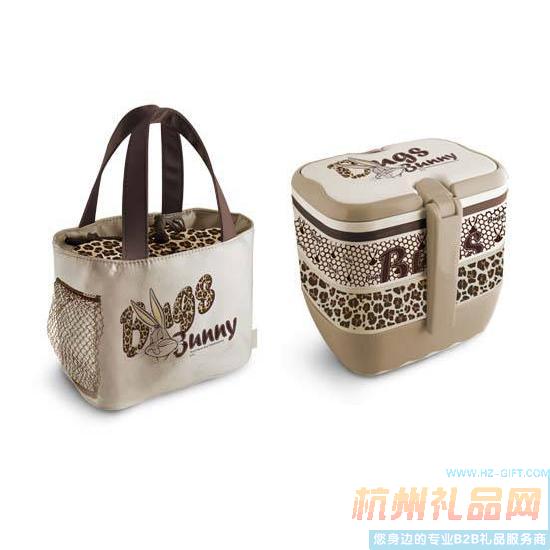兔八哥豹纹提袋餐盒